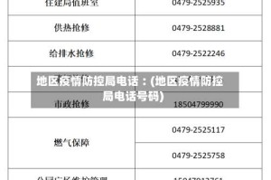 地区疫情防控局电话︰(地区疫情防控局电话号码)