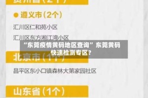 “东莞疫情黄码地区查询” 东莞黄码快速检测专区？