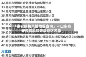 「泰安疫情风险地区查询」〃山东泰安疫情风险等级地区名单