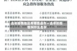 去年疫情地区有哪些县市〃去年的疫情叫什么名字
