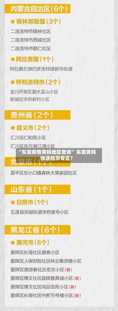 “东莞疫情黄码地区查询” 东莞黄码快速检测专区？-第1张图片