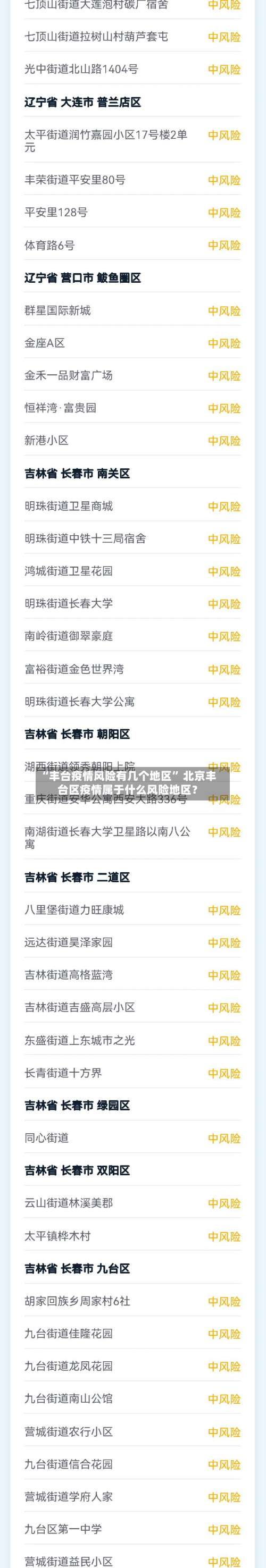 “丰台疫情风险有几个地区” 北京丰台区疫情属于什么风险地区？-第2张图片