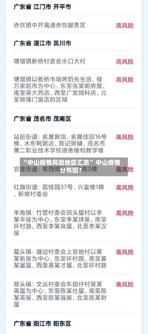 “中山疫情风险地区汇总” 中山疫情分布图？-第1张图片